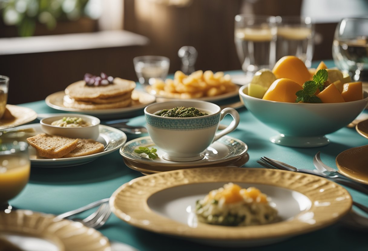 A table set with iconic family recipes on colorful plates